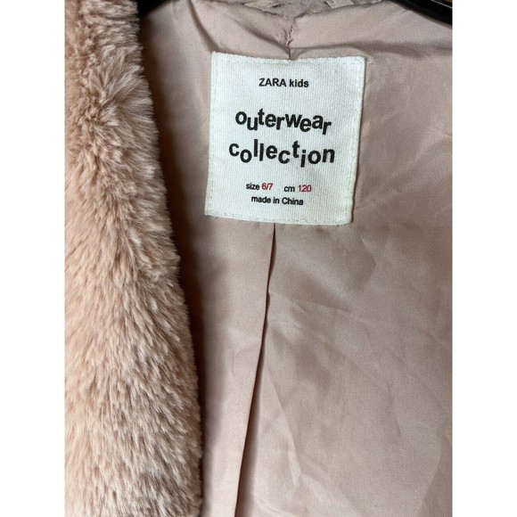 Zara Kids Girls Outerwear Vest Jacket Faux Fur 6/7 Pink - Picture 4 of 6